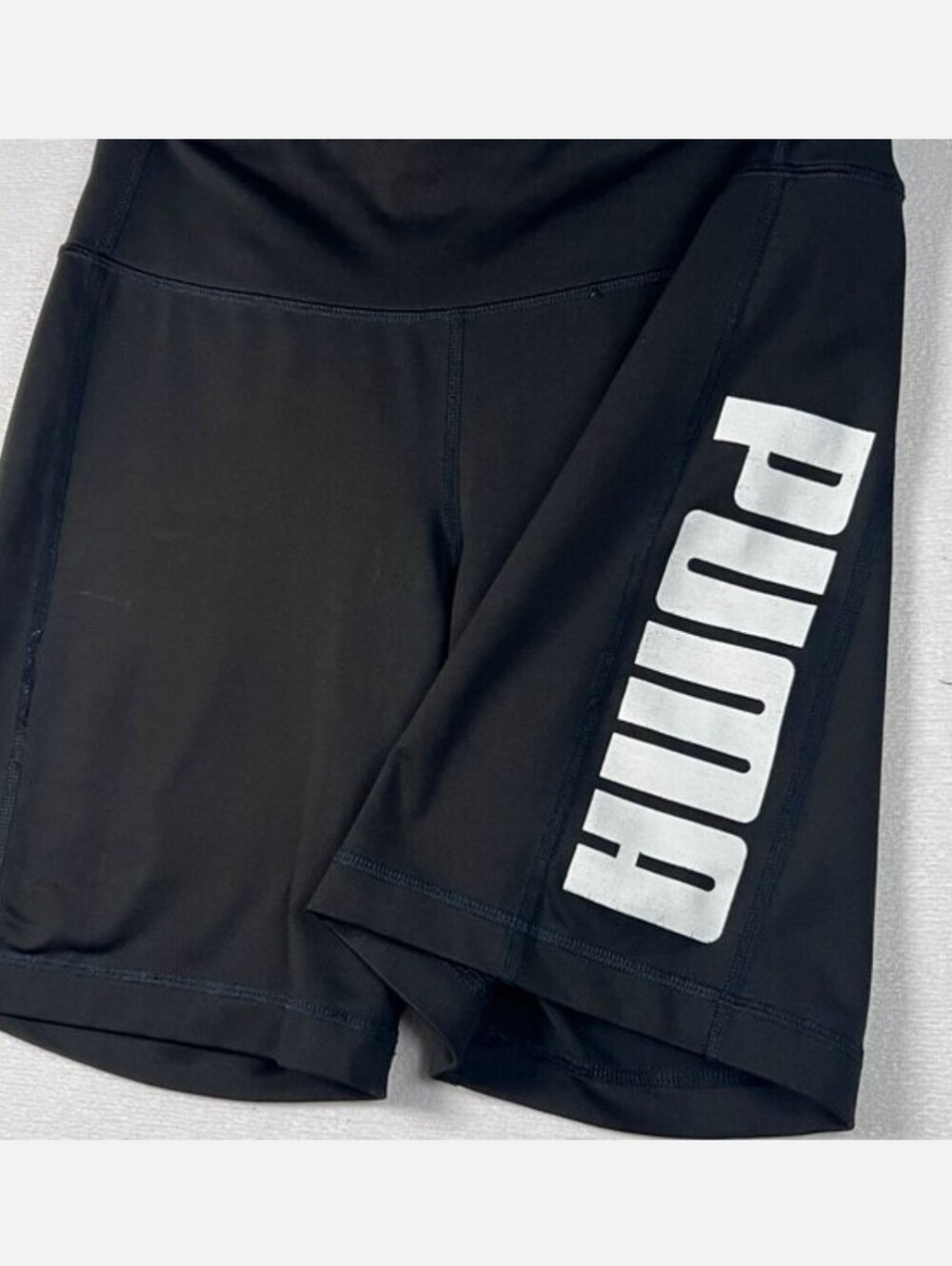 PUMA Jump Up Bike Shorts  Black White Logo Athletic Bike Shorts Performance,MED